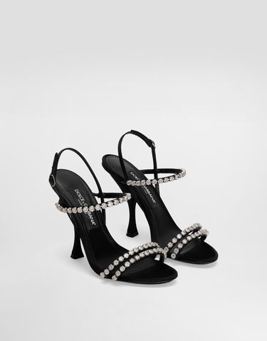 Sneakers og sko Dolce & Gabbana Dolce & Gabbana Rhinestone Chain Heeled Sandals Sort | CR1925AT3998S488, 1
