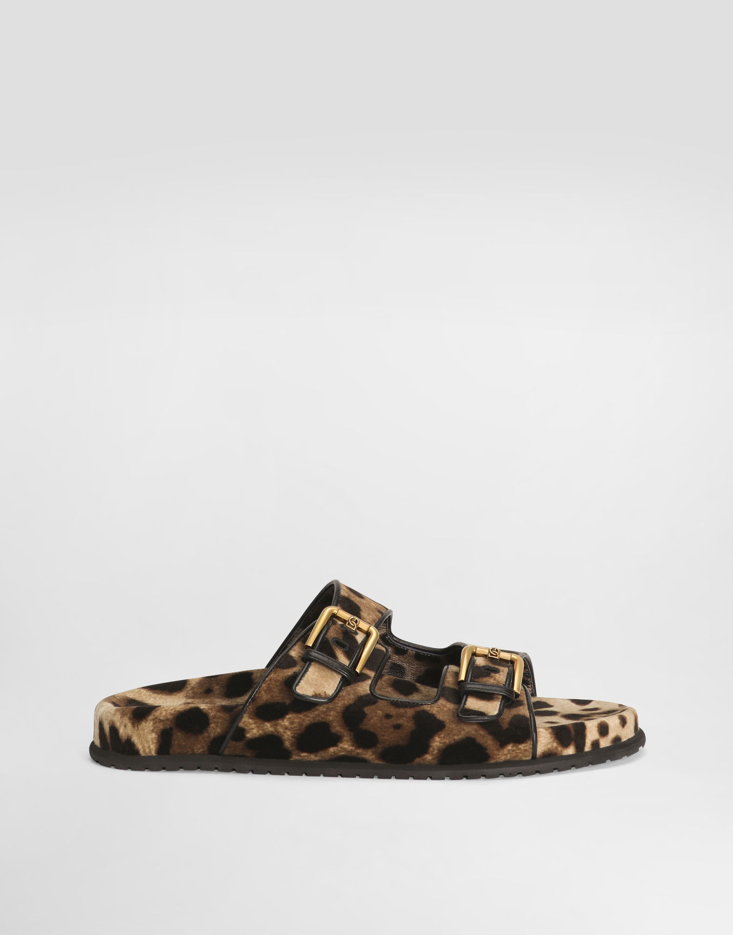 Tilbehør Dolce & Gabbana Dolce & Gabbana Velvet Animal Print Sliders Brun | CQ0632A6L97HY13M, 0