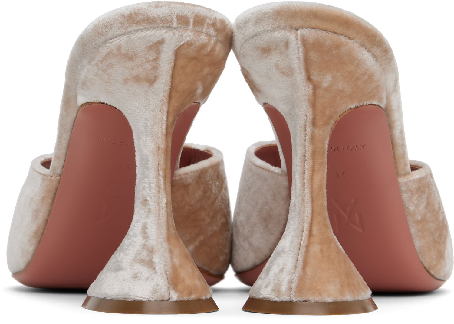 Sneakers og sko Amina Muaddi Lupita Slipper Heeled Sandals Beige | LUPITA SLIPPER VELVET, 1