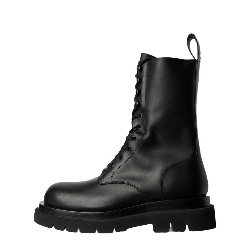 Sneakers og sko Bottega Veneta Lug Sole Leather Lace-Up Boots Sort | 715516-VBS50-1000