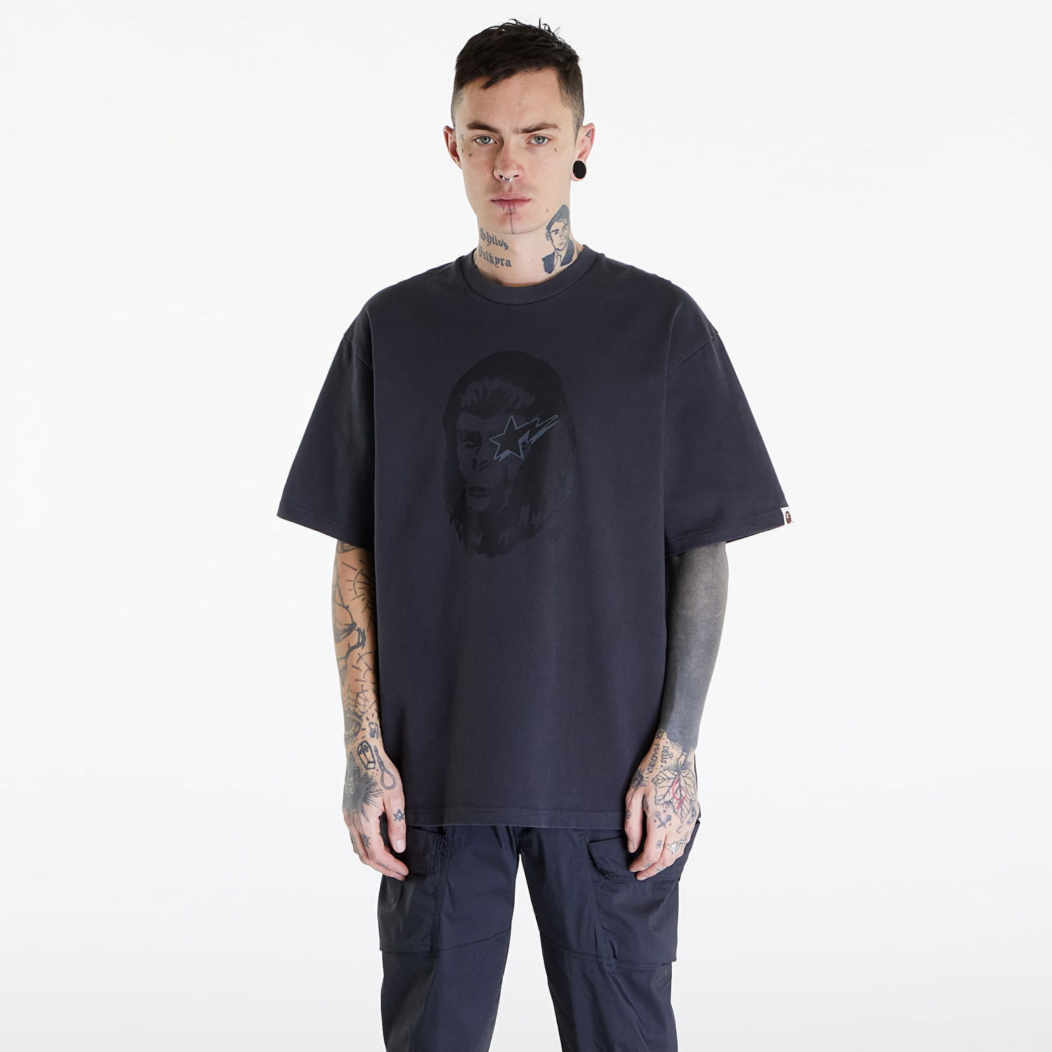 T-shirt BAPE A BATHING APE World Gone Mad Garment Dyed Tee Black Sort | 001CSK301318M BLK, 0