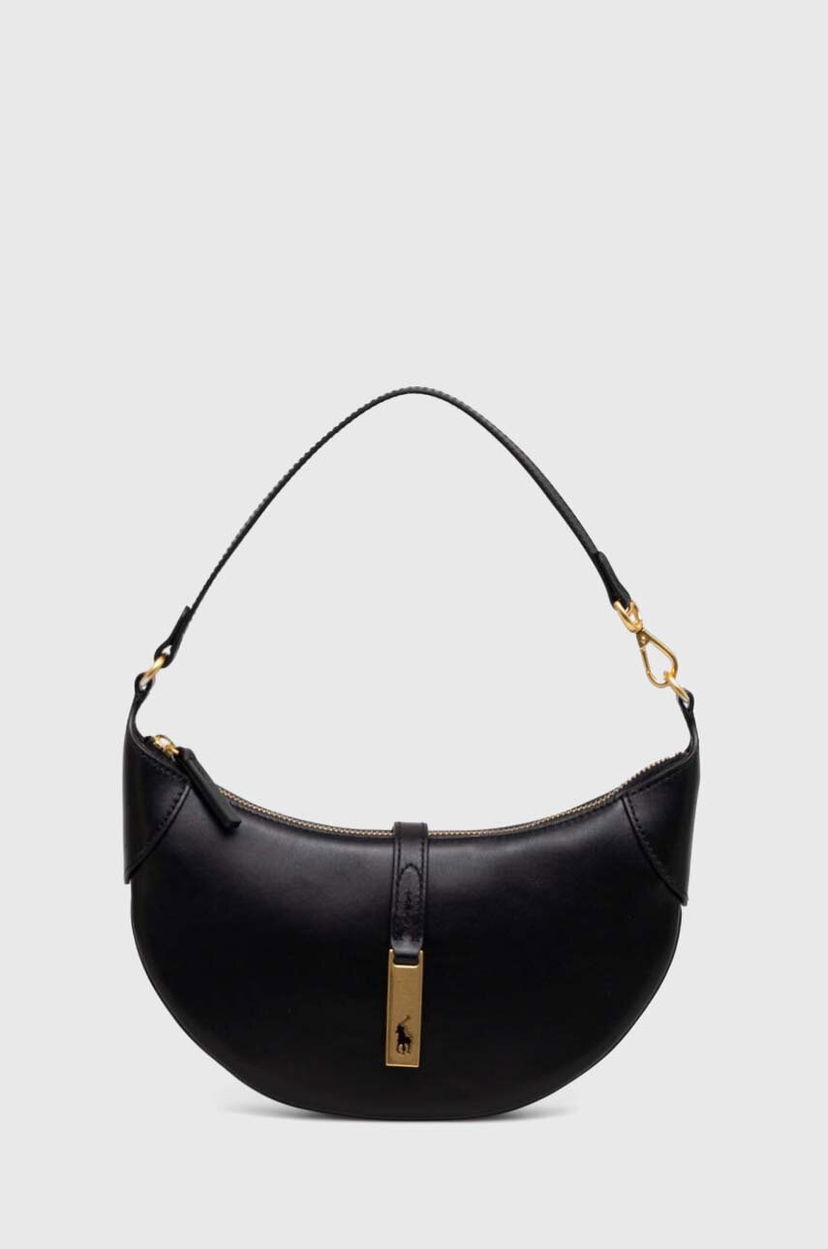 Håndtaske Polo by Ralph Lauren Polo Ralph Lauren Leather Shoulder Bag Sort | 428871248