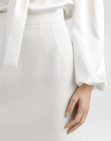 Nederdel Dolce & Gabbana Dolce & Gabbana Double Crepe Pencil Skirt Hvid | F4C14TFU207W3789, 3