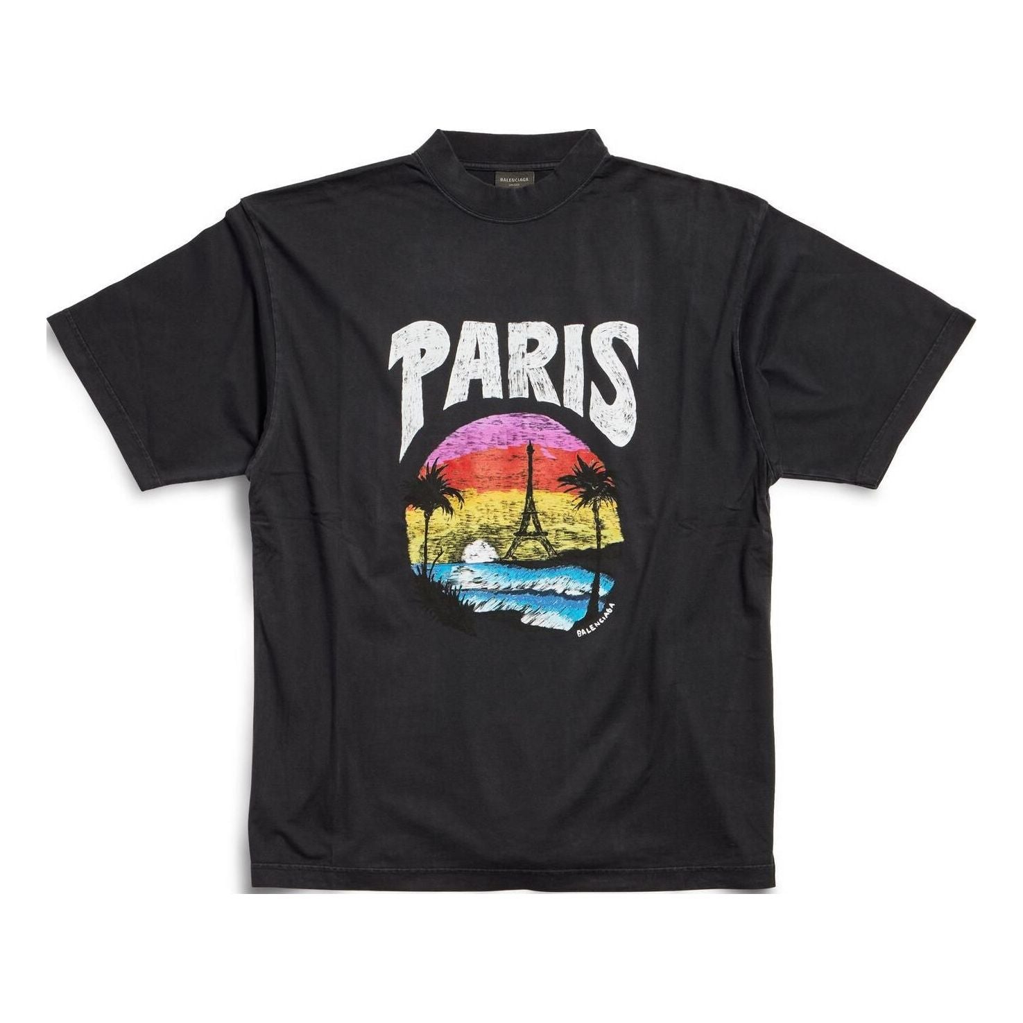 T-shirt Balenciaga Tropical Graphic Medium Fit T-Shirt Sort | 764235TPVL91569, 0
