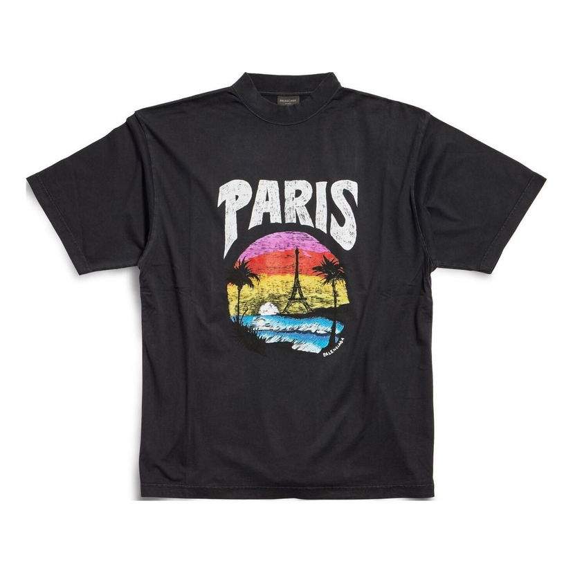 T-shirt Balenciaga Tropical Graphic Medium Fit T-Shirt Sort | 764235TPVL91569