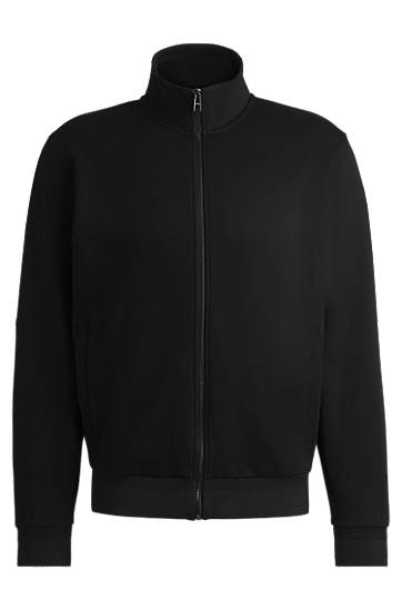Sweater BOSS Regular-Fit Stretch Cotton Zip-Up Sweatshirt Sort | 50532755