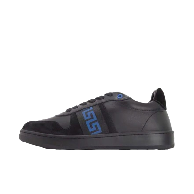Sneakers og sko Versace Leather Low Top Sneaker Black Blue Sort | 1011938 1A08931 2BB60
