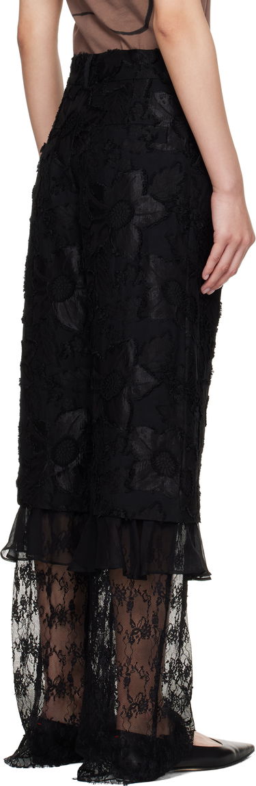 Bukser Collina Strada Collina Strada Geranium Lace-Trim Trousers Sort | XX6047, 2