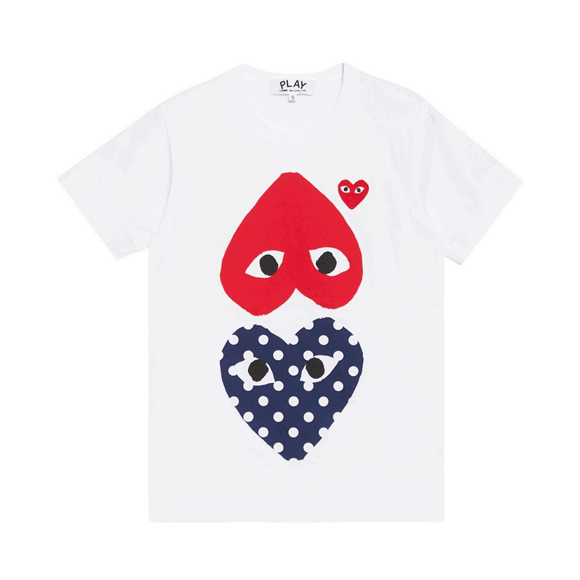 T-shirt Comme des Garçons PLAY Polka Dot Upside Down Heart T-Shirt Hvid | AZ T239 051 1