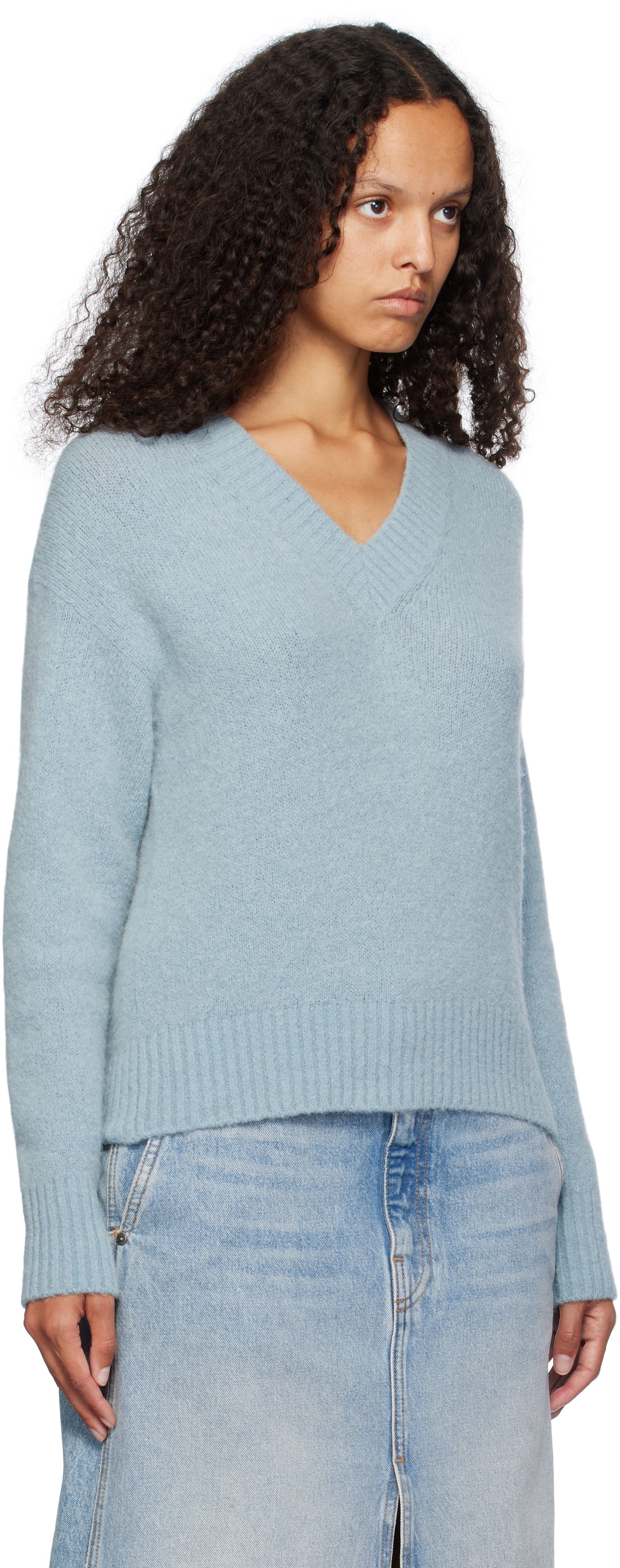 Sweater Max Mara Weekend Max Mara Visita V-Neck Sweater Blå | 2425366102600 MM12053, 1