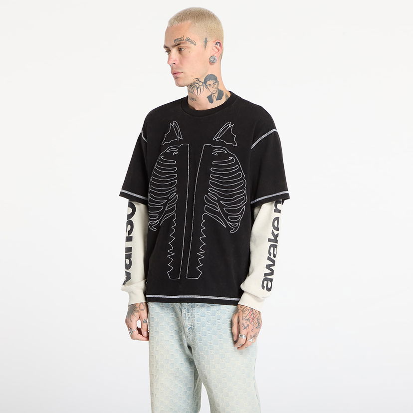 T-shirt Awake NY Awake NY Vanson Bones Waffle T-Shirt Sort | AWK-FW25-TP008-BLK