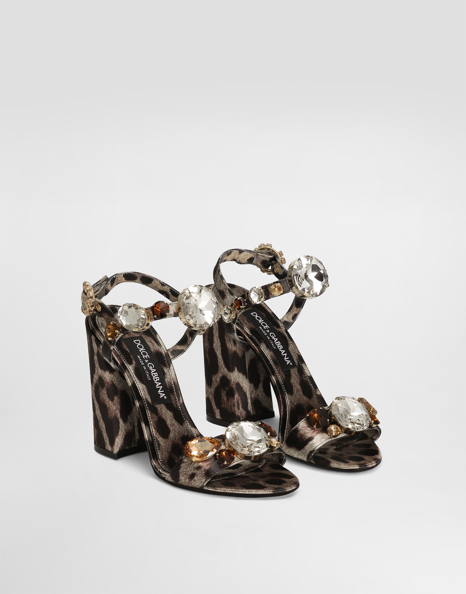 Sneakers og sko Dolce & Gabbana Satin Sandals With Gemstone Embellishment Brun | CR1802A9T45HY13M, 1