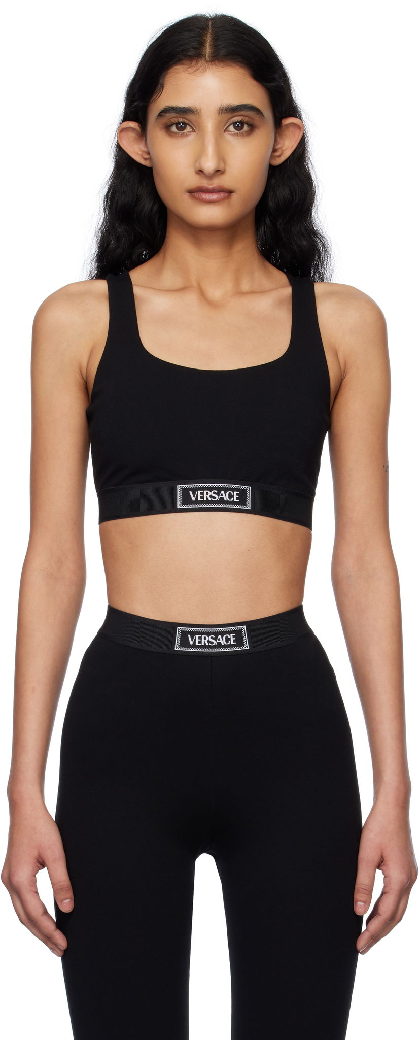 Bh Versace Versace 90s Vintage Logo Sport Bra Sort | 1015880_1A12037_1B000