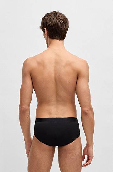 Undertøj og sokker BOSS Three-pack stretch-cotton briefs with logo waistbands Sort | 50546561, 1