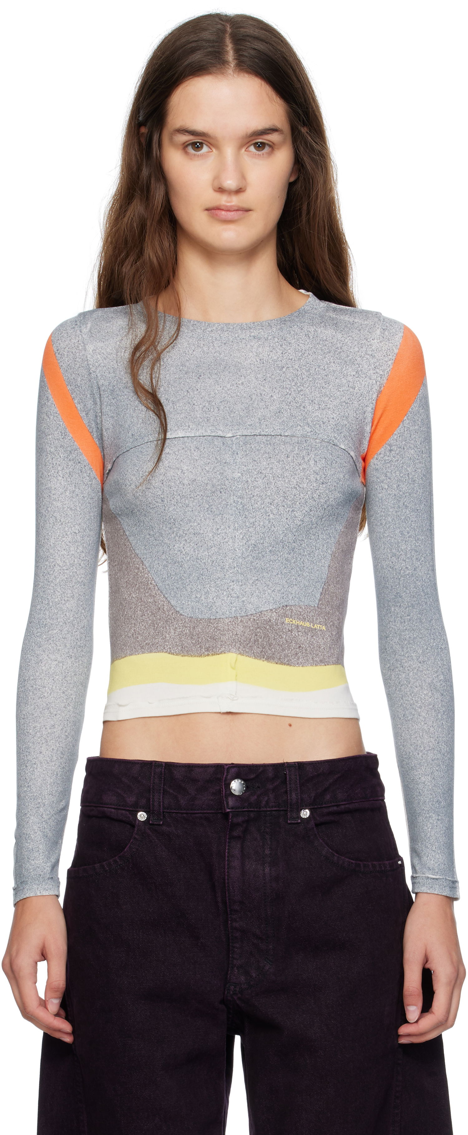 T-shirt Eckhaus Latta Eckhaus Latta Lapped Baby Crewneck T-Shirt Grå | 9100-EL-PF25-V -, 0