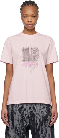 GANNI Relaxed Kitten Graphic T-Shirt