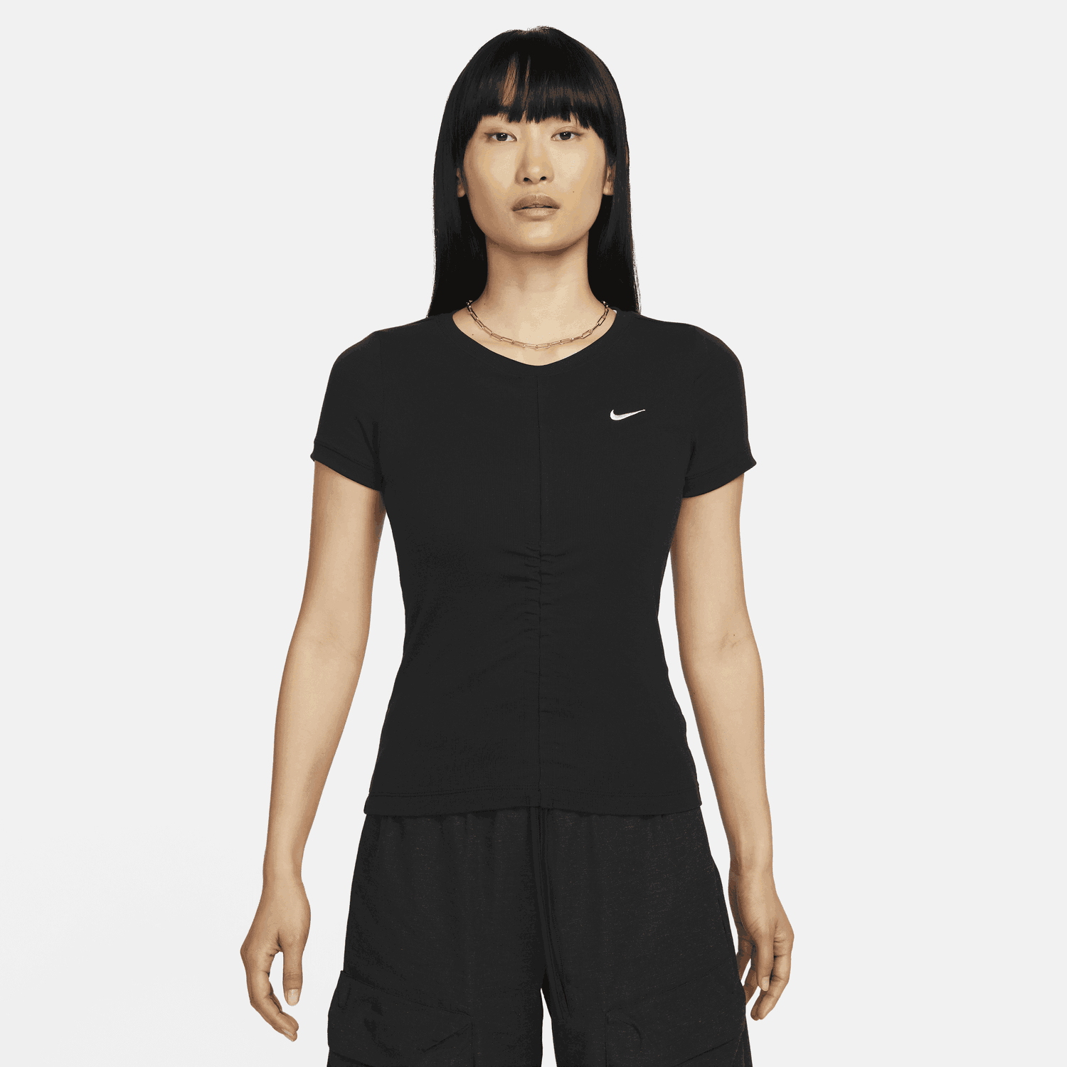 Crop top Nike Sportswear Essentials Ribbed Mod Cropped Top Sort | FB8276-010, 0
