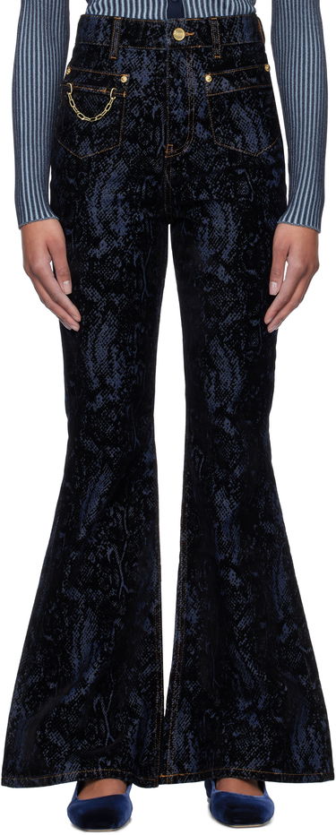 Jeans GANNI GANNI Goddi Snake Print Flare Jeans Blå | J1612, 0