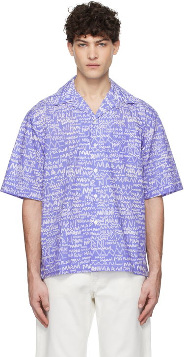 Skjorte Marni Marni Pencil Logo Short Sleeve Shirt Lilla | CUMU0213A5 UTC464, 0