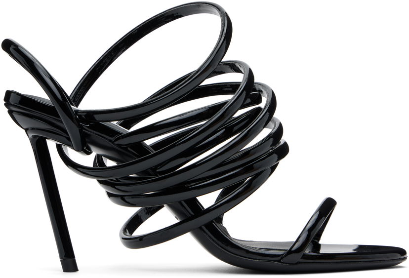 Sneakers og sko Alaïa ALAÏA Glossy Multistrap Stiletto Heel Sandals Sort | AA3S118TK049