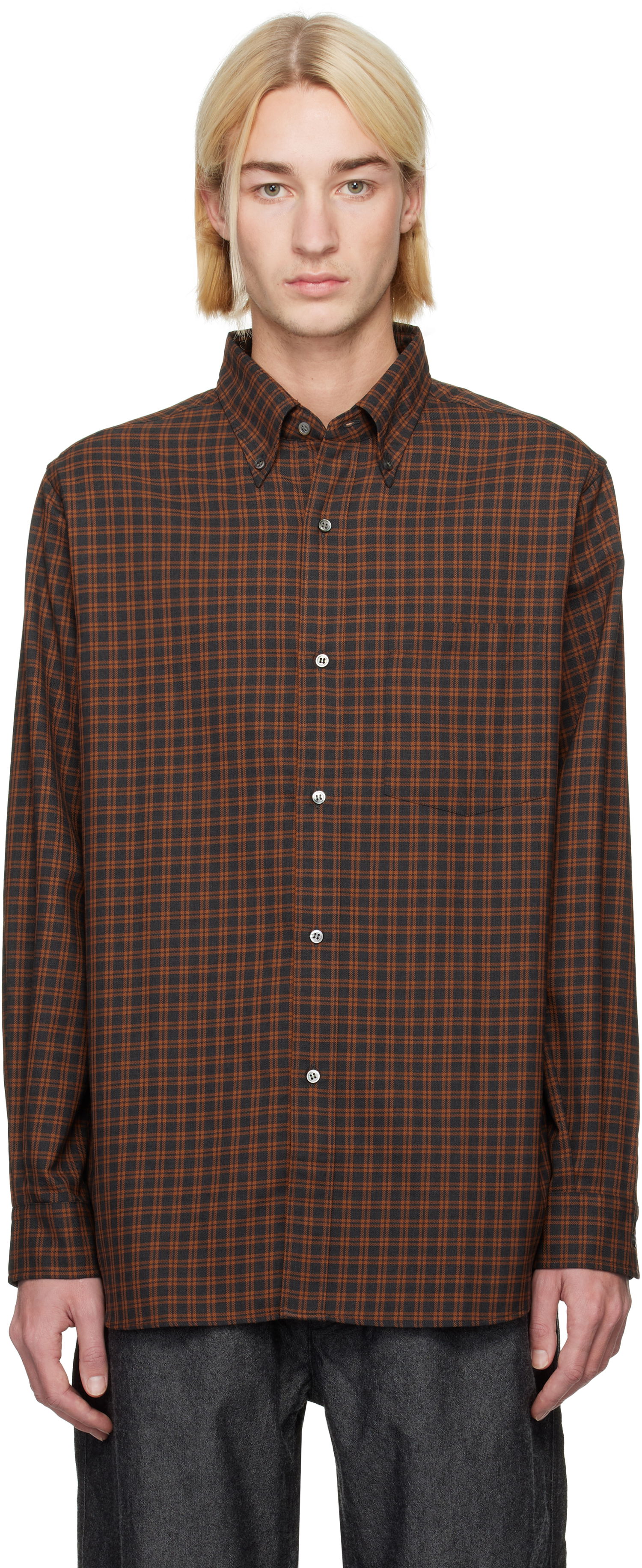 Skjorte NANAMICA Plaid Button-Down Shirt Orange | S24FG050U, 0