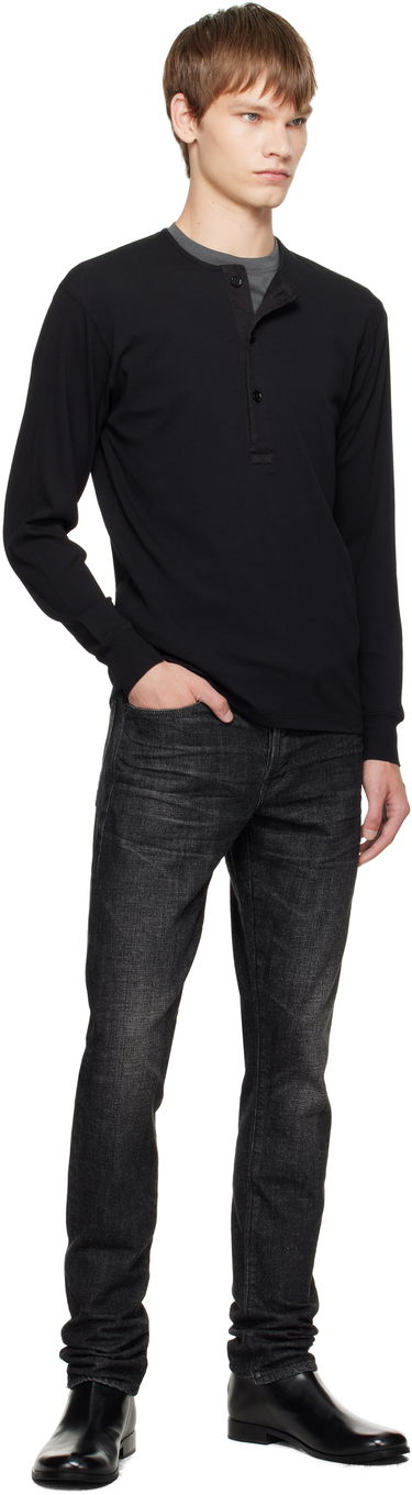 Sweater Tom Ford TOM FORD Stretch Rib Henley Sort | JHL019-JMC067, 3