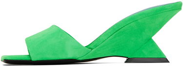Smykker The Attico Attico Cheope Suede Wedge Mules Grøn | 232WS605 L007, 2