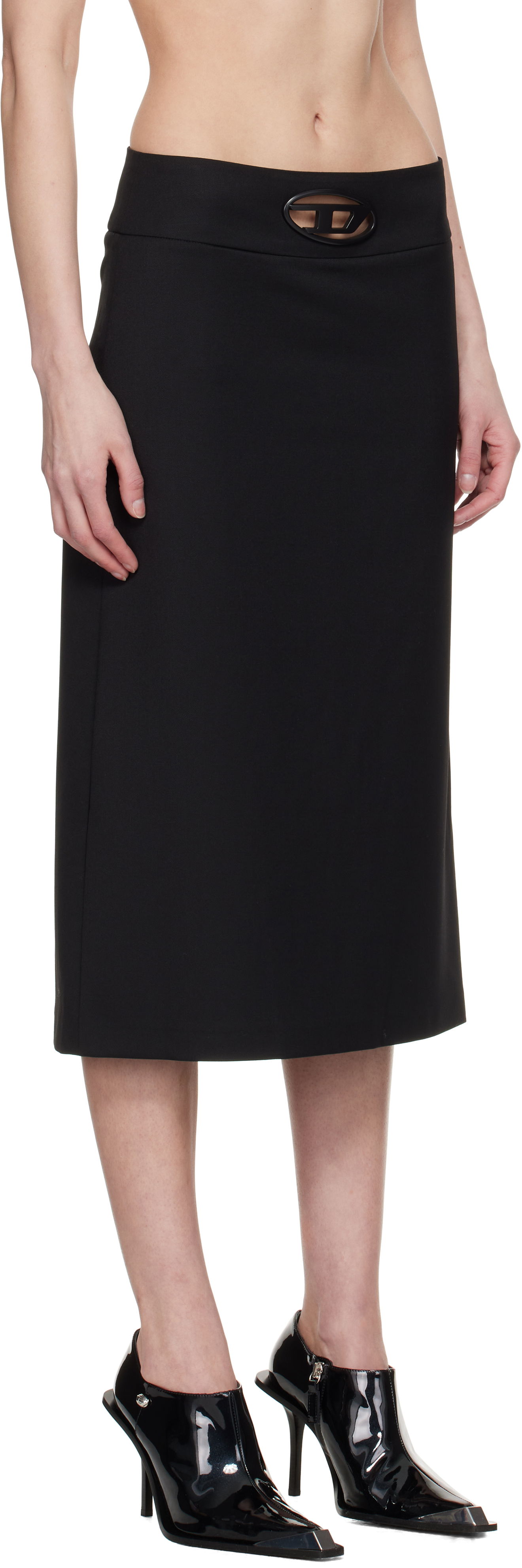 Nederdel Diesel O-Seus Midi Skirt Sort | A17313 0PHAL, 1