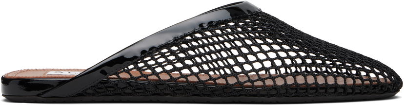 Tøj Alaïa ALAÏA Fishnet Flat Mules Sort | AA3M081TK007