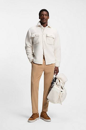 Skjorte BOSS BOSS x Steiff relaxed-fit overshirt in teddy fabric Hvid | 50551354, 1