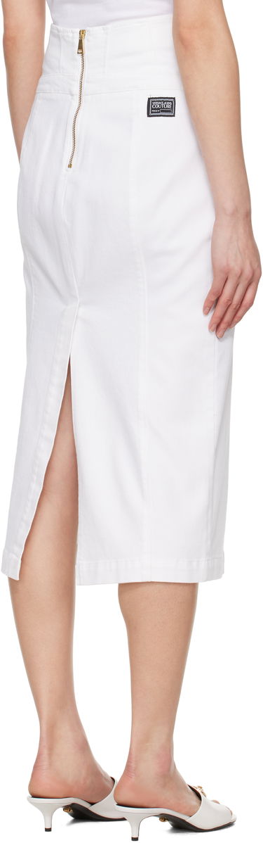 Nederdel Versace Versace Jeans Couture Baroque Buckle Denim Midi Skirt Hvid | E78HAE85E_EEW015TC2, 2