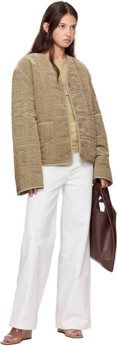 Puffer jakke Nanushka Nanushka Adara Quilted Velvet Jacket Beige | NU24FWJK03166, 3