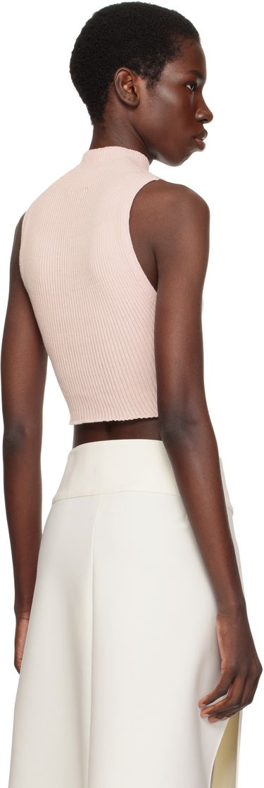 Tanktop Courrèges Courrèges Mockneck Ribbed Cropped Tank Top Lyserød | 225MTO402FI0049, 2
