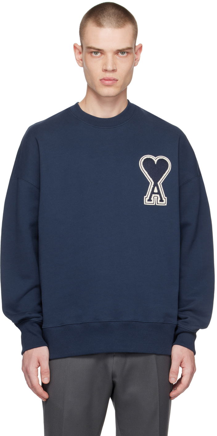 Sweatshirt AMI SSENSE x Sweatshirt Mørkeblå | SPUSW019.747.4003, 0