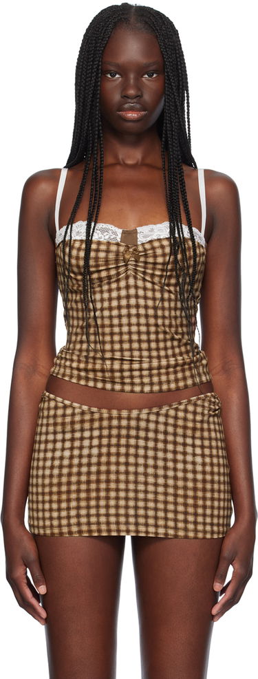 Tanktop Miaou Miaou Enzo Gingham Tank Top Brun | 7092TJBPLD, 0