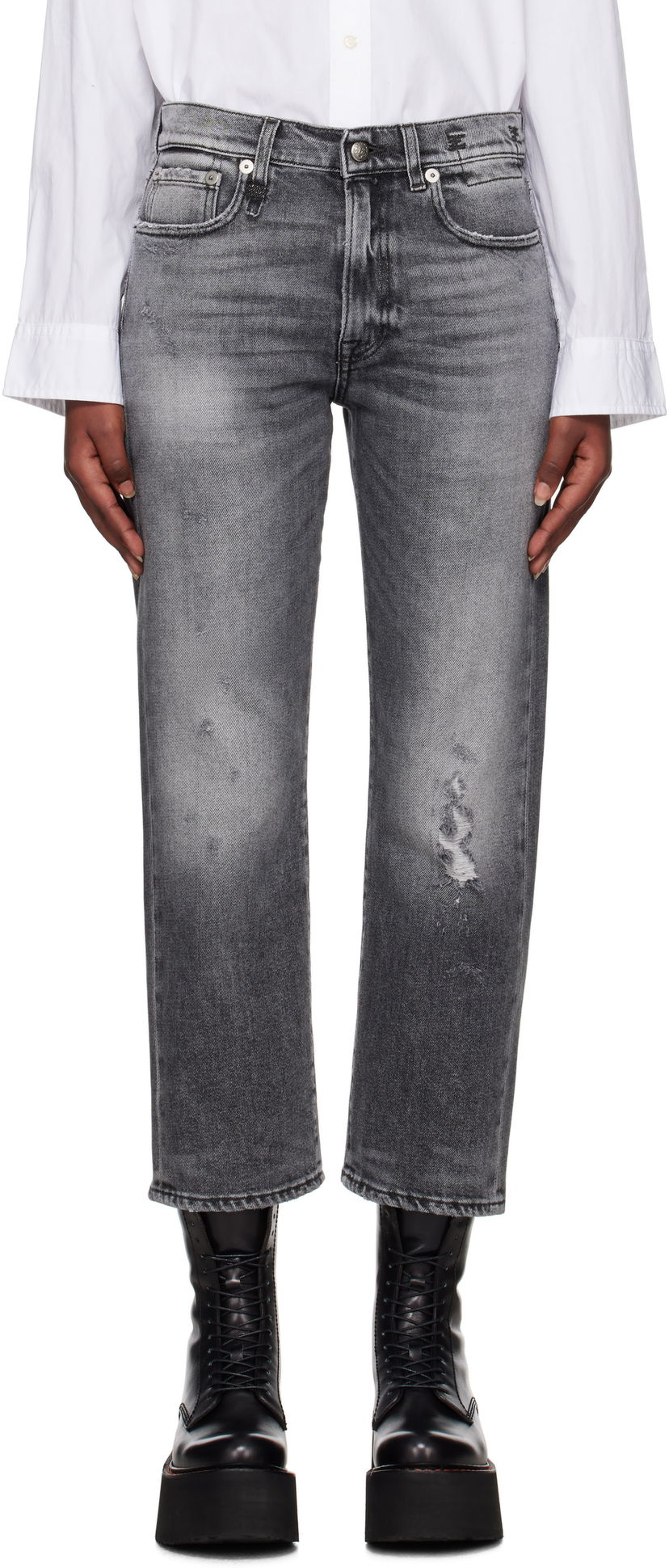 Jeans R13 R13 Straight-Leg Boyfriend Jeans Grå | R13W5083-D137C
