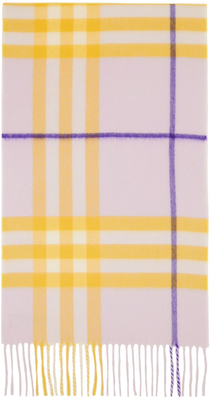 Tørklæde Burberry Check Cashmere Scarf Purple / Yellow Lilla | 8079556