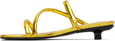 Skopleje BY FAR BY FAR Morena Eel Embossed Metallic Leather Heeled Sandals Gul | MWFHO015CL035ME033PL, 2