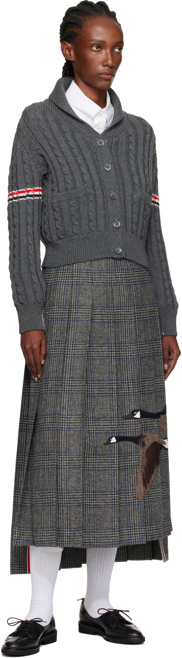 Nederdel Thom Browne Thom Browne Classic Pleated Maxi Skirt with Appliqué Grå | FGCA24E-E1376, 3