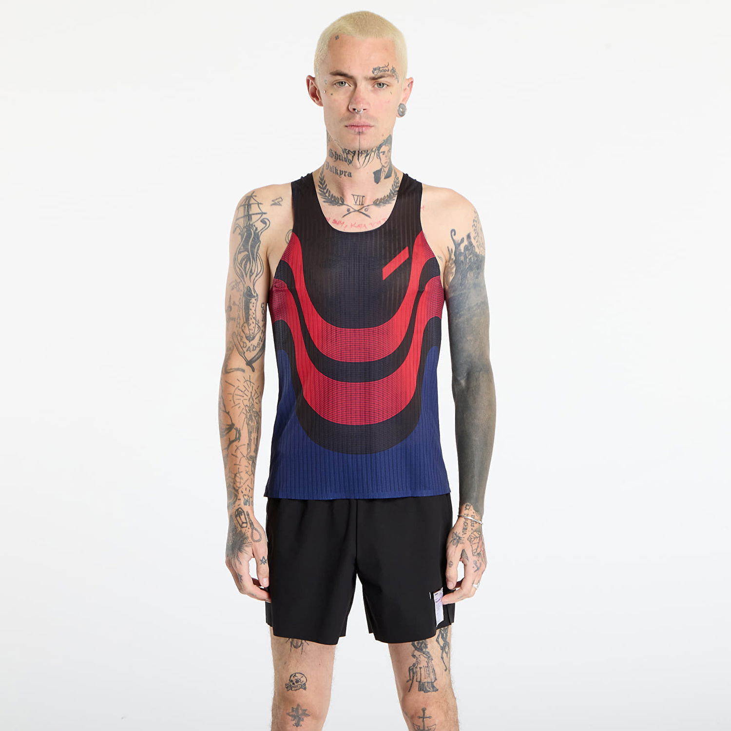 Tanktop Soar Running Ribbed Race Vest with Curved Pattern Flerfarvet | AW25-SV7M-BLK/RE, 0
