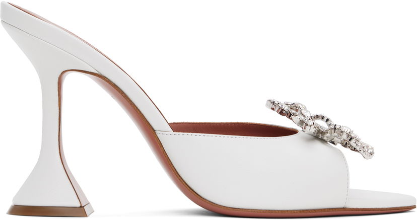 Tilbehør Amina Muaddi Amina Muaddi Rosie Slipper Heeled Sandals Hvid | ROSIE SLIPPER NAPPA