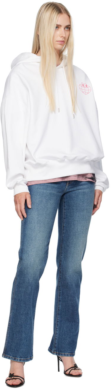 Sweatshirt Moschino Jeans Globe Print Hoodie Hvid | 242K11701, 3