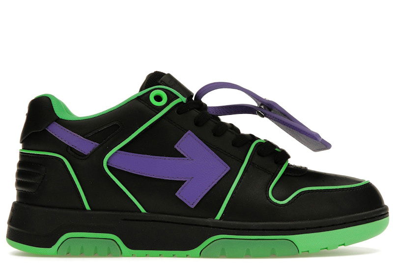 Sneakers og sko Off-White Out Of Office OOO Outlined Low Tops Black Green Purple Sort | OMIA189S23LEA0077037, 0
