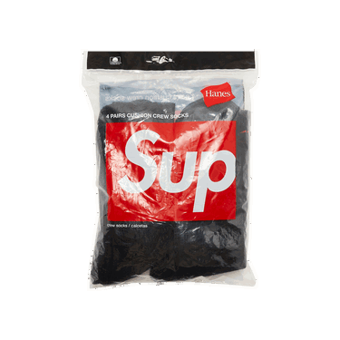 Sokker Supreme Hanes x Crew Socks 4-Pack Sort | FW21A26 BLACK, 0