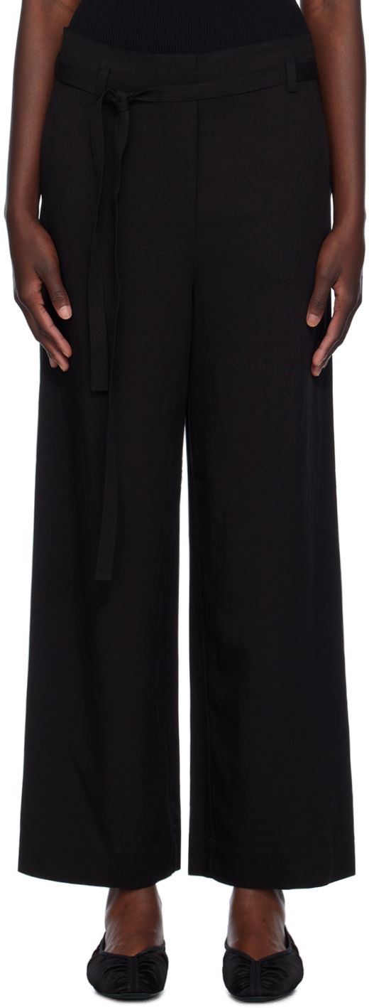 Bukser TOTEME TOTEME Tie-Waist Fluid Trousers Sort | 243-WRB0201-FB0193