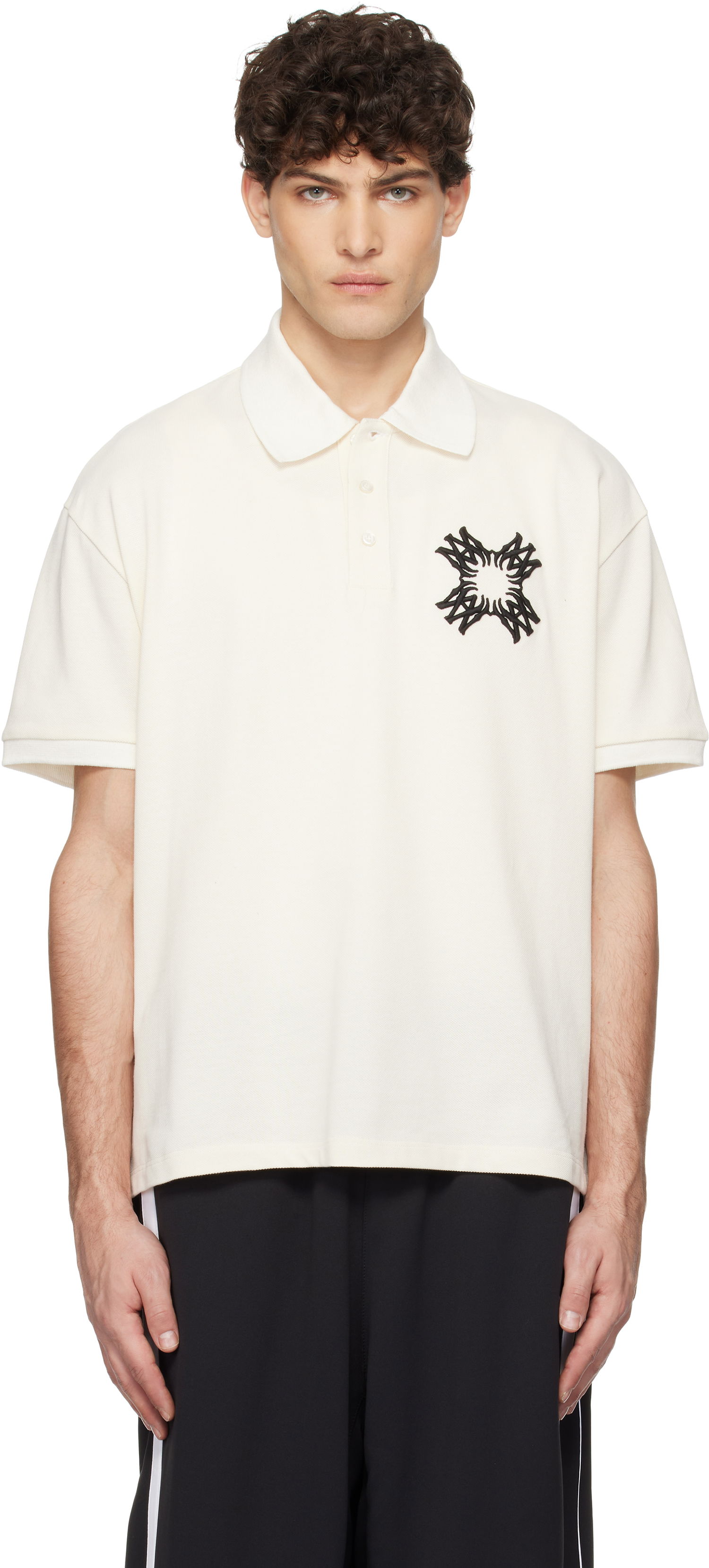 Polo skjorte AMIRI AMIRI Embroidered MA Quad Polo Hvid | AMJYPO1011, 0