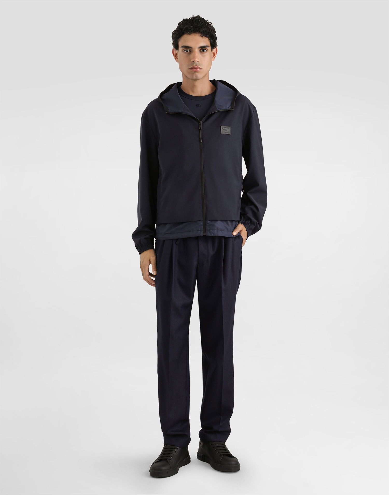 Bukser Dolce & Gabbana Dolce & Gabbana Garment-Dyed Wool Joggers Mørkeblå | GP12QTFU25EB0665, 1