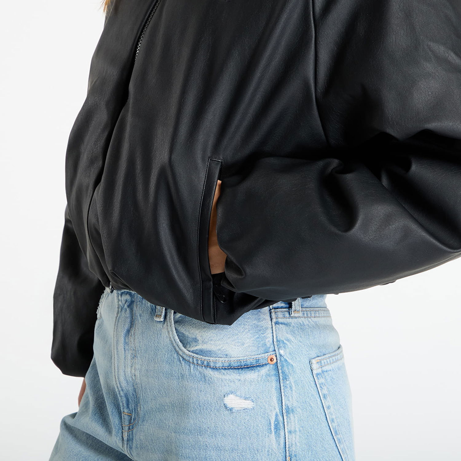Bomberjakke adidas Originals adidas Pleather Synthetic Down Bomber Jacket Sort | JX5332, 1