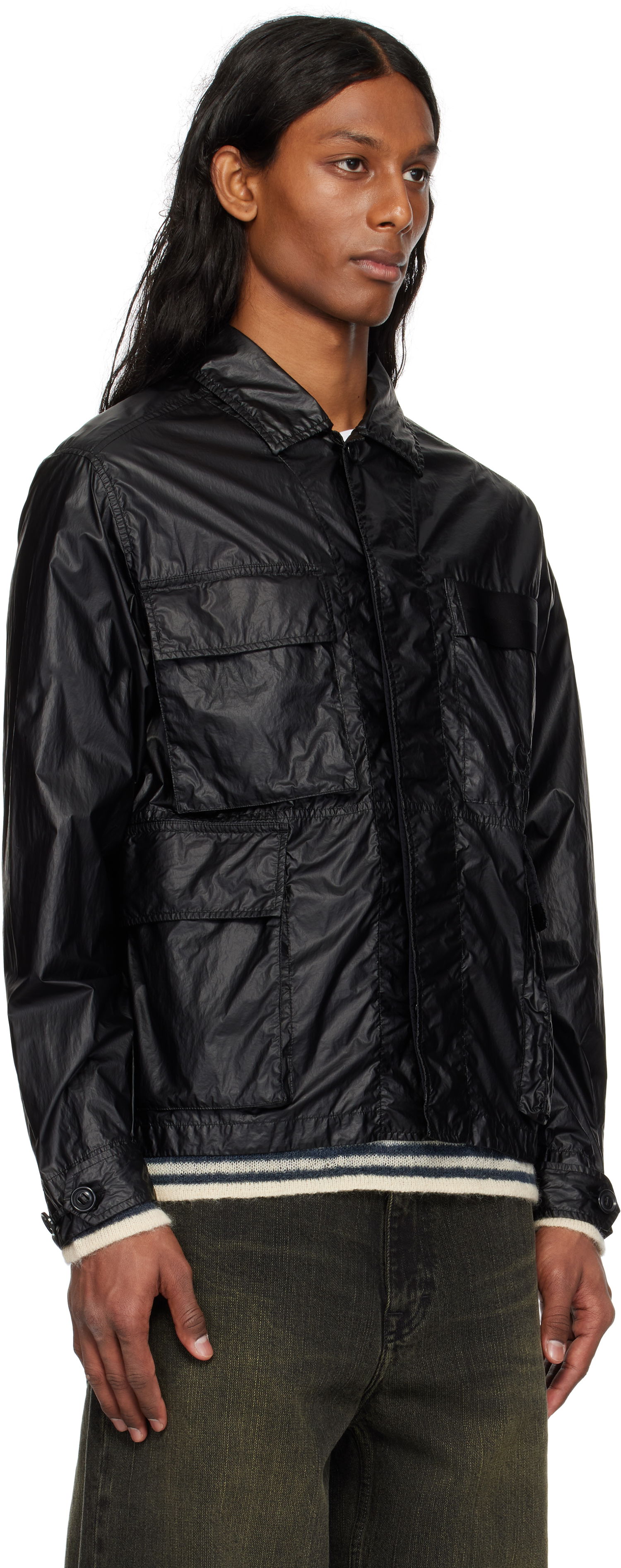 Vindjakke C.P. Company CS II Logo Overshirt Jacket Sort | 18CMOS080A-110030G, 1