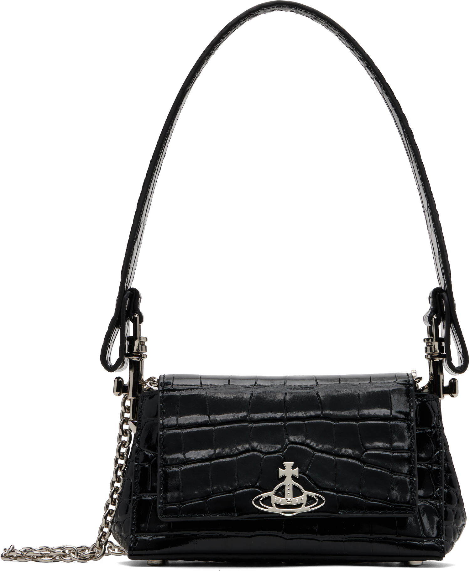 Håndtaske Vivienne Westwood Vivienne Westwood Small Hazel Croc Shoulder Bag Sort | 46030001W-L0098-, 0